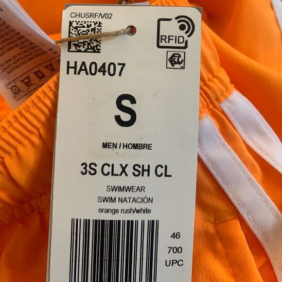 Adidas men 3Ssize S men swim shorts. Color orange/ rush white - Picture 3 of 3